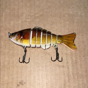 Multi-Jointed Fish Lure - Brown and White
